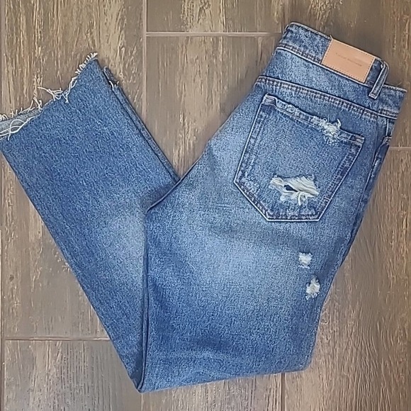 Zara TRF Denim Distressed Jeans Sz 4 High Rise - Picture 1 of 8